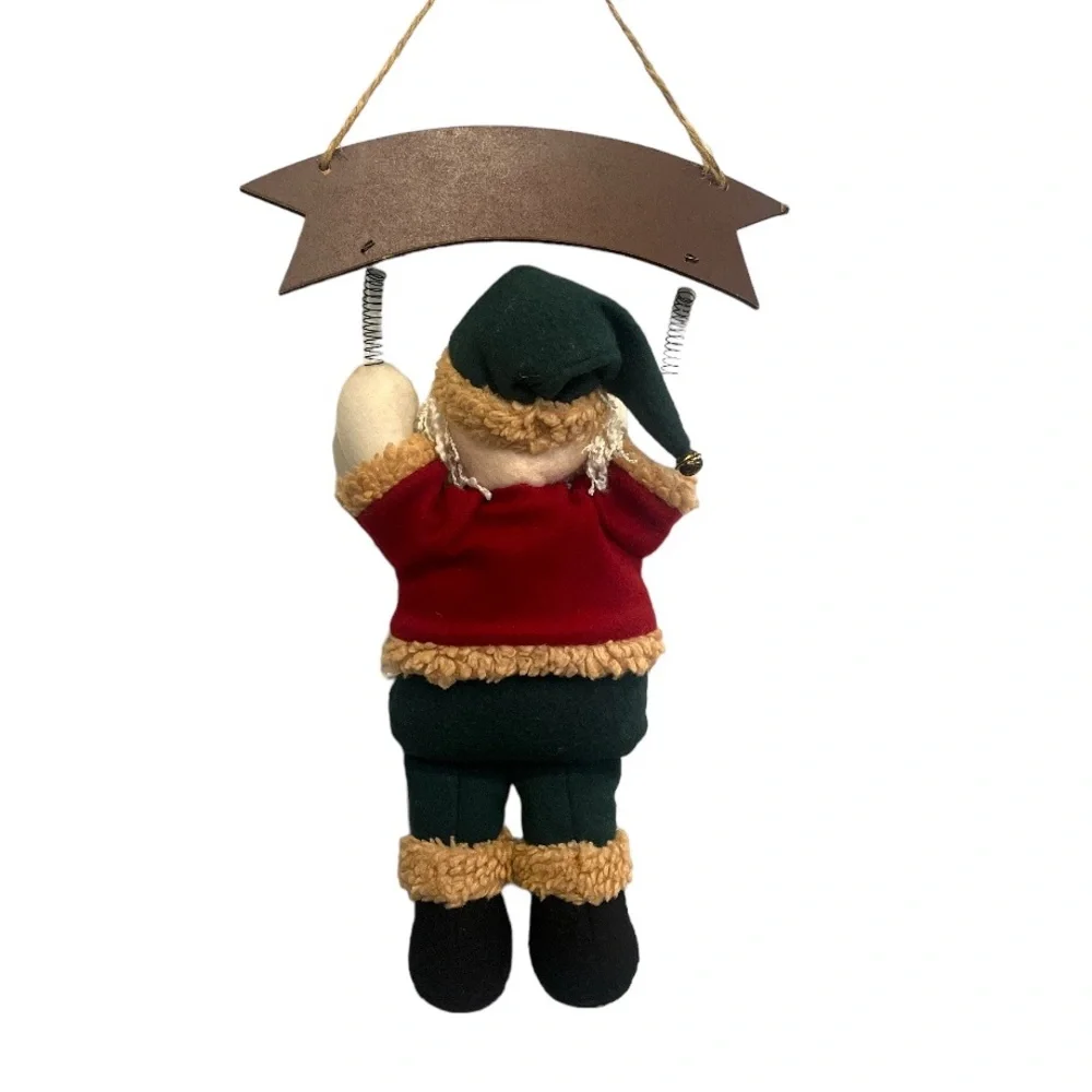 PLUSHY SANTA CLAUSE WITH WOODEN SIGN HANGING DECOR